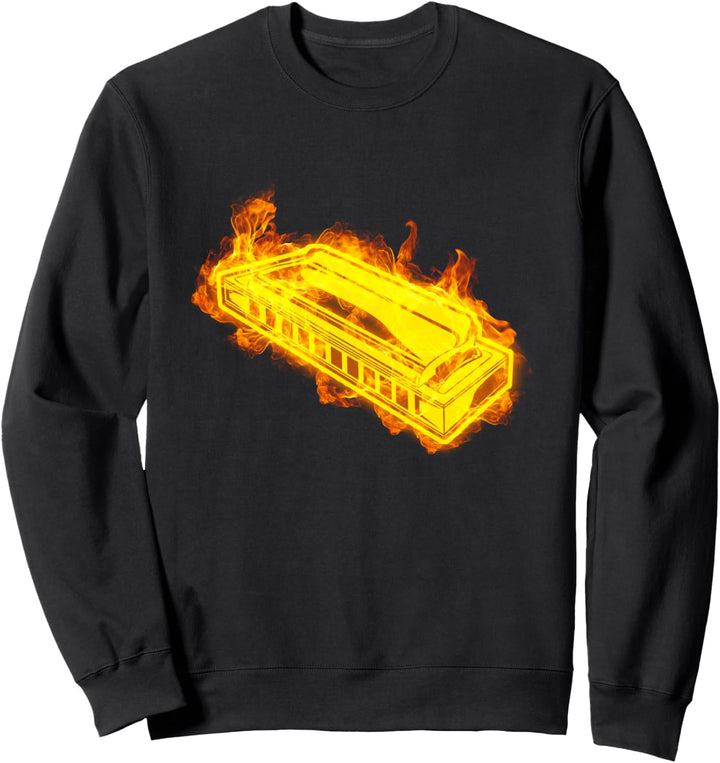 Feuer Mundharmonika Flammen Musiker Mundharmonika Spieler Sweatshirt