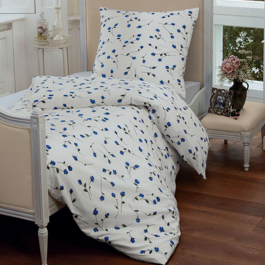 Janine Bettwäsche Tango 2174 blau - 02 80x80 cm - 135x200 cm, 80x80 cm - 135x200 cm