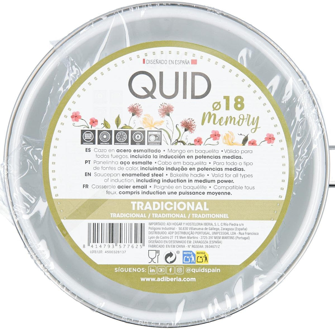 Quid Memory Emaille-Pfanne, Stahl, 18 cm, 200 cl, Karbonstahl, geeignet für Glaskeramik, elektrisch,