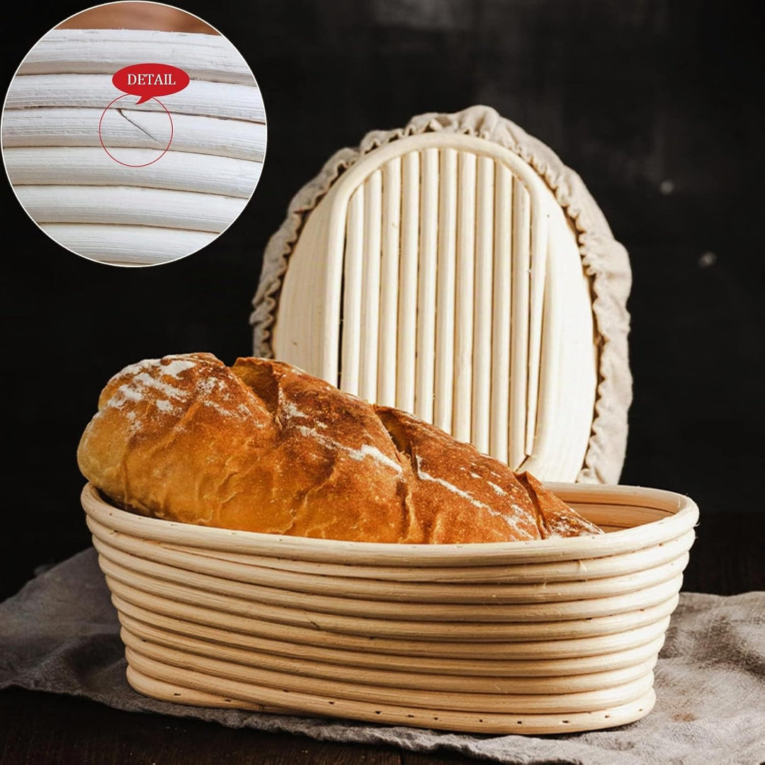 Gärkörbchen Oval (ø 25cm),2 PCS Banneton Proof Basket Korb Set,aus Sauerteigbrotkorb im französische