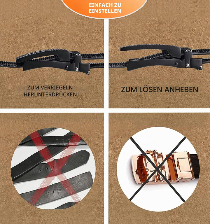 BULLIANT Gürtel Herren, Gürtel Ratsche Ledergürtel Automatikschliesse für Herren Anzug Business Klei