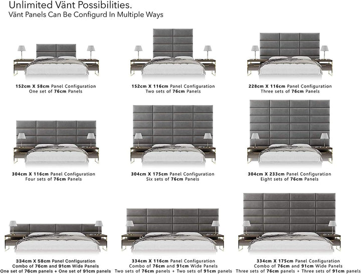 VANT Gepolsterte Kopfteile - Accent Wall Panels - Pack von 4 - Einfach Passen - König Zwilling Bett