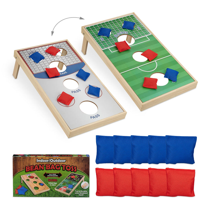 Relaxdays Cornhole, Wurfspiel Set, 10 Sandsäcke, Bean Bag Spiel, HxBxT: 18 x 29 x 58 cm, Indoor & Ou