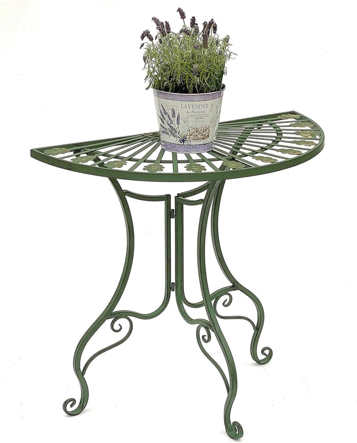 DanDiBo Tisch Halbrund Wandtisch 93995 Beistelltisch Metall 80 cm Gartentisch Halbtisch Halbrundtisc