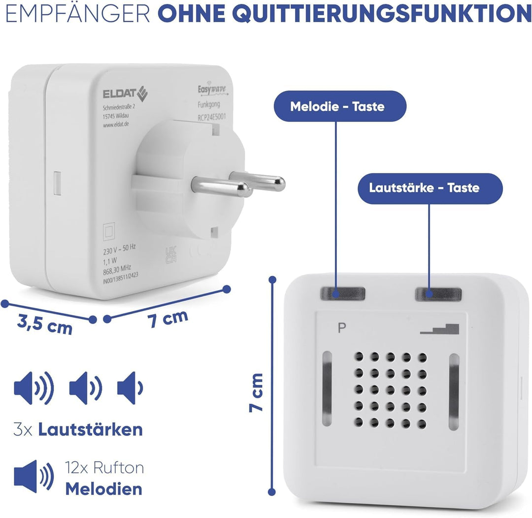 Funkgong Easywave 868 MHz 1-Kanal ELDAT RCP24E5001A01-k weiss, weiss