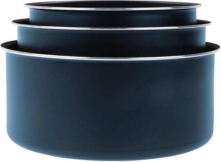 Sitram 714251 Kochgeschirr, 10-teilig, Aluminium, blau-metallisch-matt: abnehmbarer Griff, 3 Pfannen