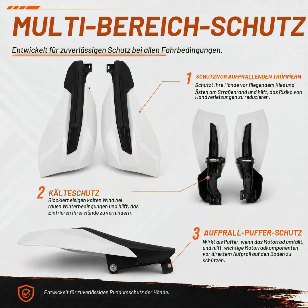 Handprotektoren Motorrad,Enduro Handschützer,Motorrad Handschutz-Weiss, Weiss