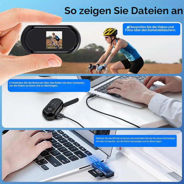 Mini Action Kamera,1080P HD Mini Bodycam mit Anzeige,360 ° Tragbare Action Cam mit Magnetisches Schl