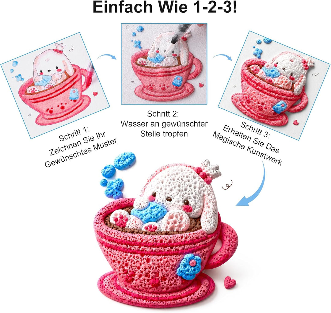 RuiHawk 75 Magic Puffy Paint Set, 3D Schaumtextur-Malset für Kinder mit 38 Blättern & 24 Acryl-Marke