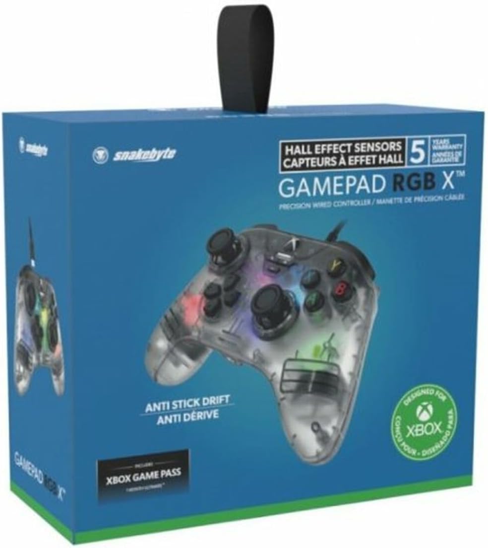 Snakebyte GAMEPAD RGB X - transparent - Offiziell lizensierter, kabelgebundener Xbox & PC Controller