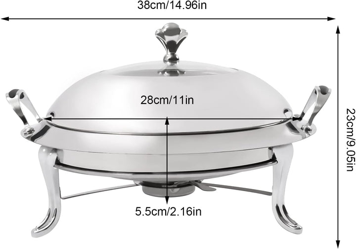 Professionelle Chafing Dish Edelstahl Speisenwärmer rund Catering Buffets Besteck Profi Behälter Ede