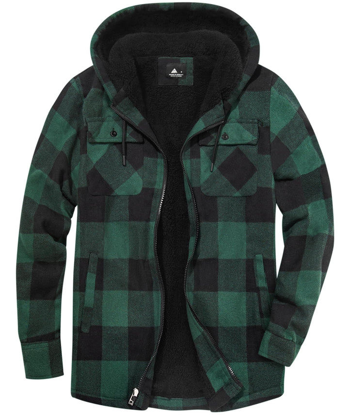 JACKETOWN Hemdjacke Kariertes Herren hoodies Flanelljacke Warm Thermohemd Herren Holzfäller Jacke Ve