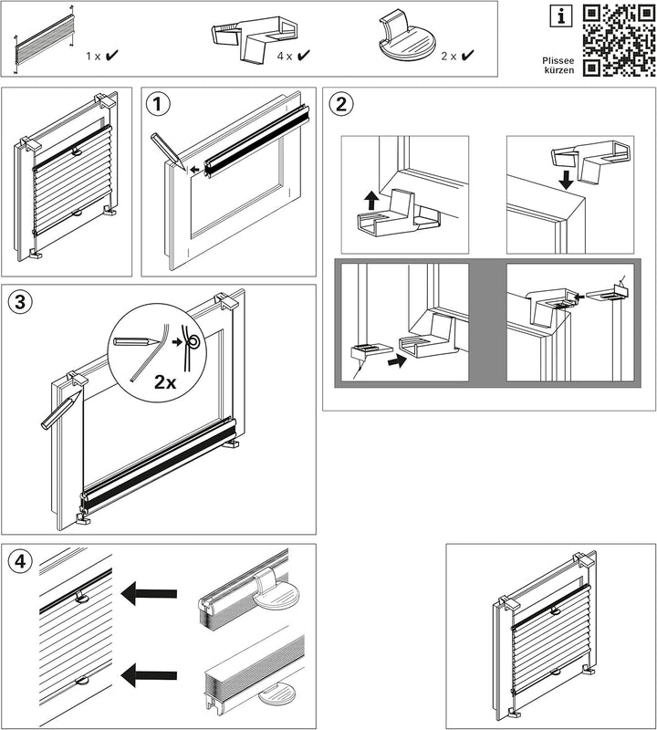 Gardinia Plissee zum Klemmen, Blickdichtes Faltrollo, Alle Montage-Teile inklusive, EASYFIX Plissee