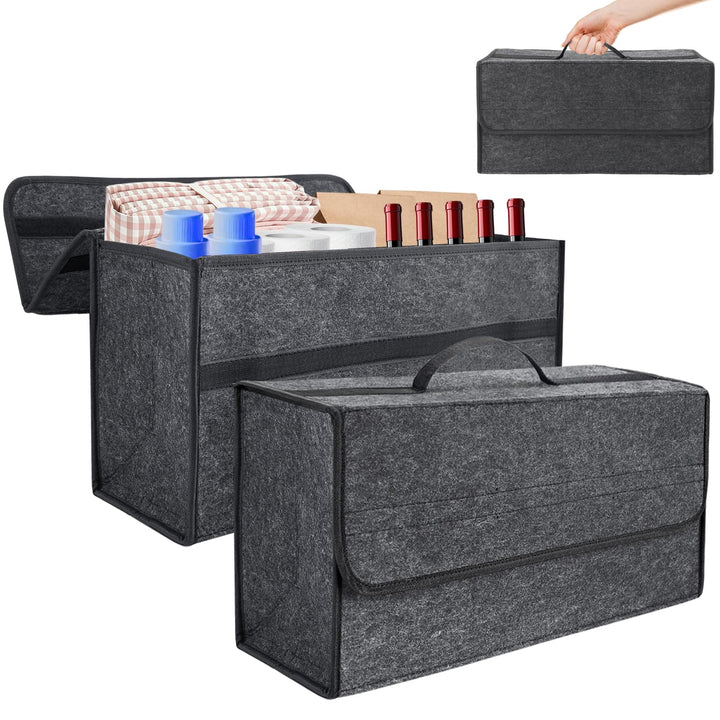 2 Stück Auto Kofferraum Organizer,Faltbar Auto Organizer Kofferraum 30 x 16 x 30cm,Rutschfest Grau A