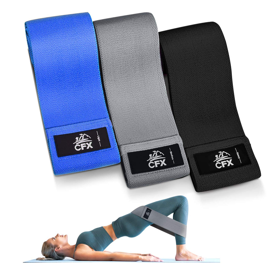 CFX Resistance Hip Bands, Fitnessbänder Set Yogagurt in 3 Zugkraftstärken Trainingsband Yogaband ALS