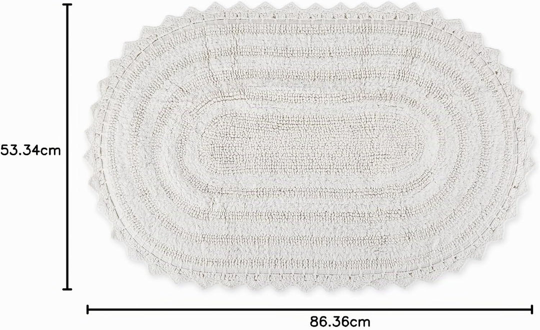 DII Crochet Collection Wende-Badematte, klein, oval, 43 x 61 cm, Weiss Small Oval, 17x24" Weiss/Opul