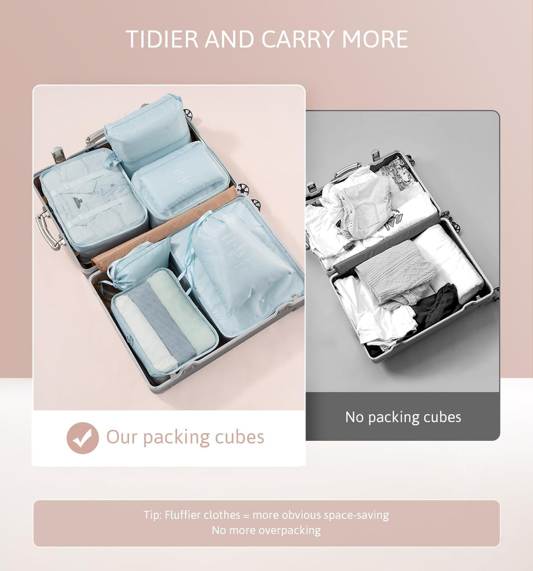 Meowoo 8-teilig Koffer Organizer Set, Packing Cubes, Packwürfel für Urlaub & Business, Reise Organiz