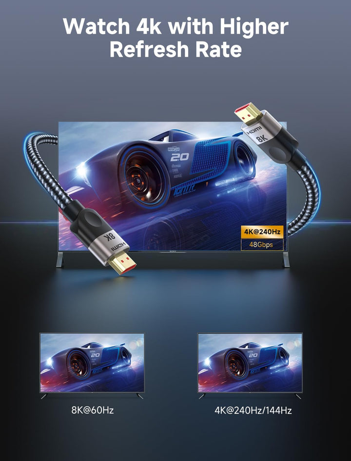 Southlight HDMI 2.1 Kabel 10Meter [8K@60Hz,4K@120Hz144Hz,48Gbps] Ultra High speed 7680P eARC HDCP 2.