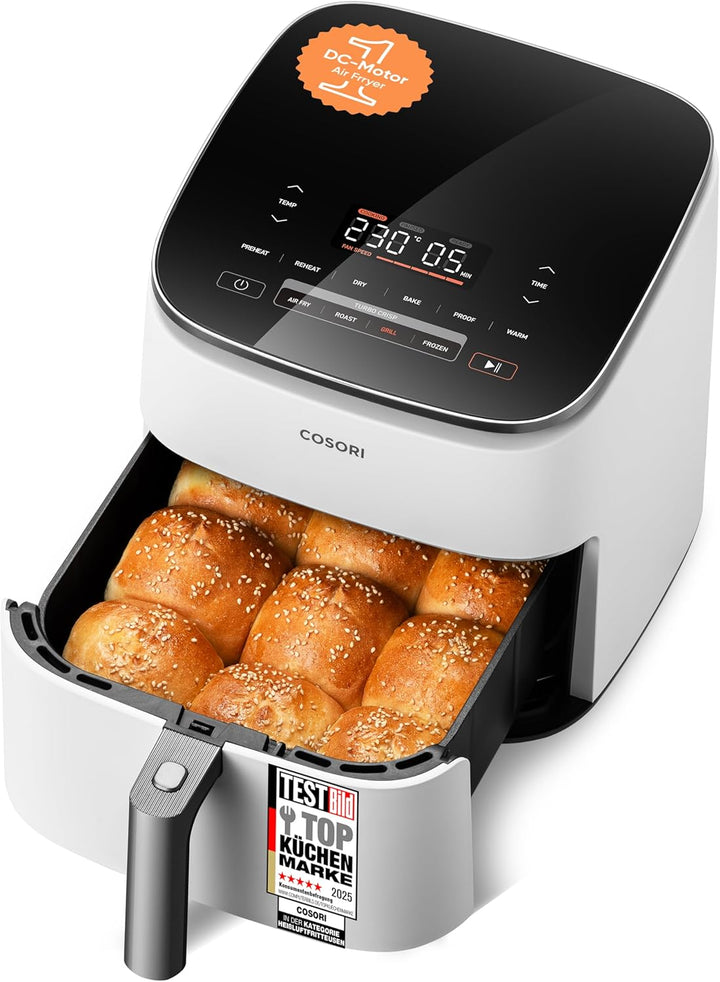 Cosori Turboblaze Heissluftfritteuse Airfryer, 9-in-1 Air Fryer XXL 6L, leiser DC Motor mit 5 Geschw