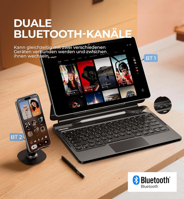 Dexnor für Samsung Galaxy Tab S10 FE+ Plus Hülle mit Tastatur 13,1" Schwebender Ausleger Magnetständ