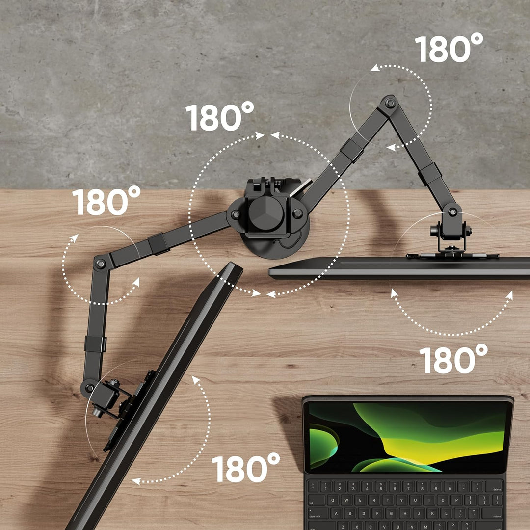ONKRON Zweiarm Monitor Halterung für 13-32 Zoll Flach&Curved Bildschirm, Tischhalterung Höhenverstel