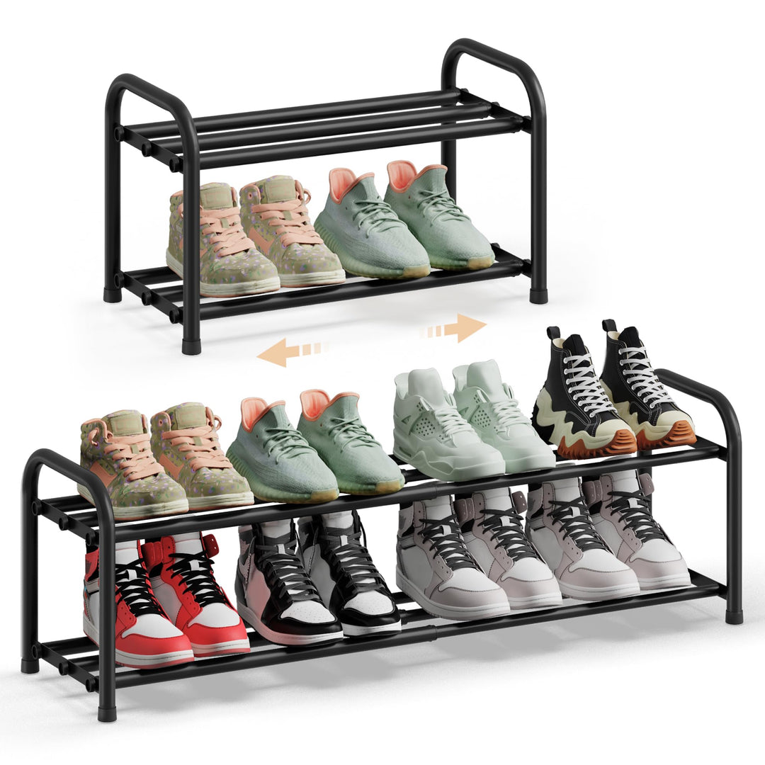 SONGMICS Schuhregal ausziehbar, Schuhablage, Schuh-Organizer mit verstellbaren Ablagen, Schuhaufbewa