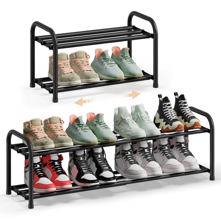 SONGMICS Schuhregal ausziehbar, Schuhablage, Schuh-Organizer mit verstellbaren Ablagen, Schuhaufbewa