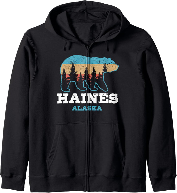 Haines Alaska Vintage Bär Grizzly Natur Souvenir Geschenk Kapuzenjacke