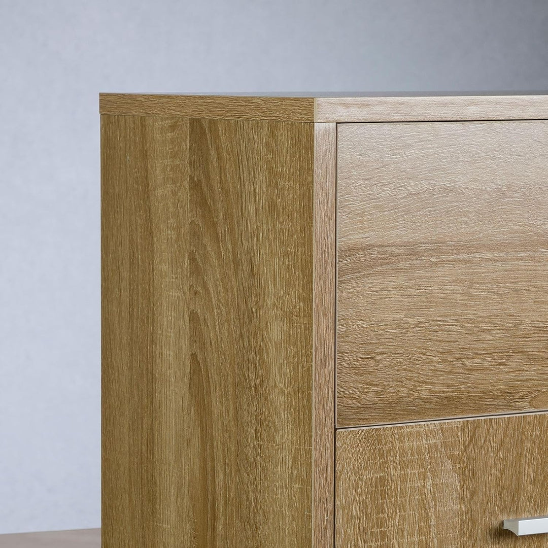 CARO-Möbel Kommode Sideboard Schrank Tommy in Sonoma Eiche, Anrichte Highboard mit Schublade und 2 T