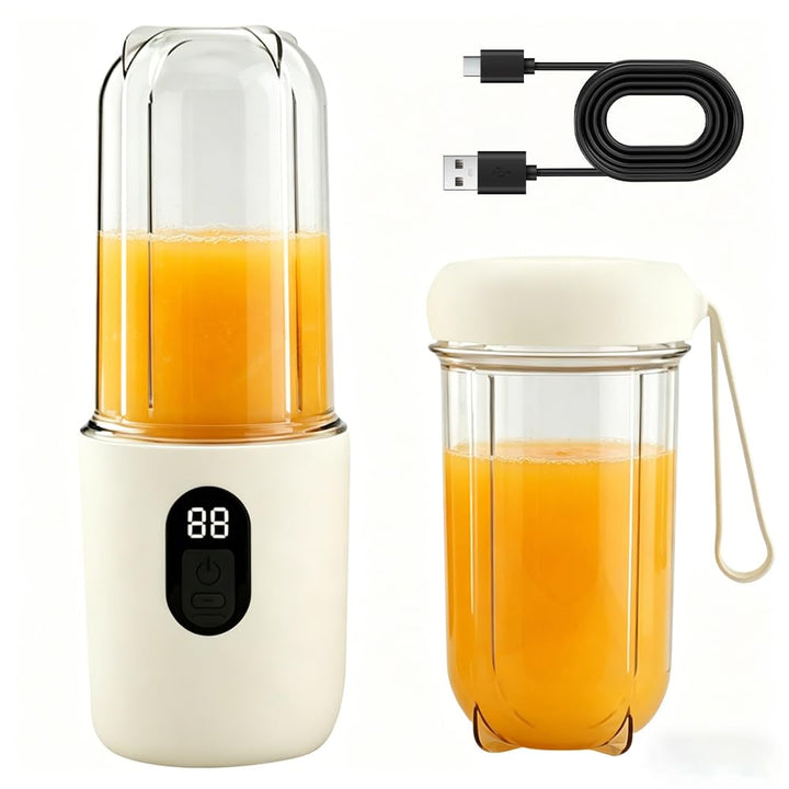 Tragbarer Mixer, 500ML Mixer Smoothie Maker to Go mit Ersatzbecher, USB Wiederaufladbar Portable Ble