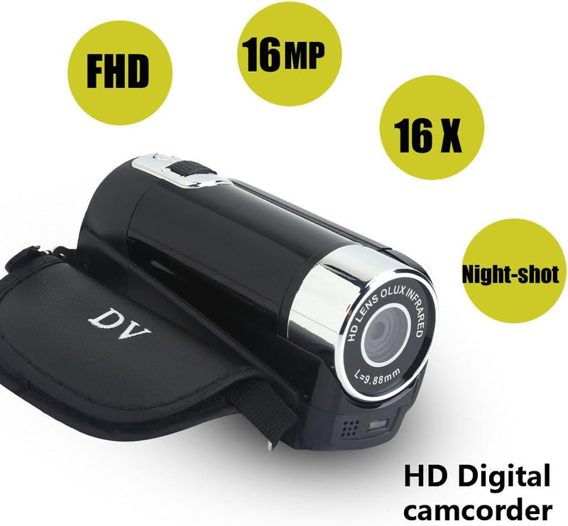 VBESTLIFE Full HD 270 ° Rotation 720P 16X High Definition Digital Camcorder Video DV Kamera(schwarz)