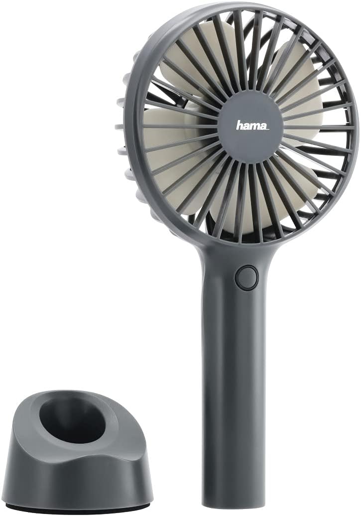 Hama | Tragbarer Ventilator mit USB-Akku, 3 Geschwindigkeiten, Smartphone-Halterung