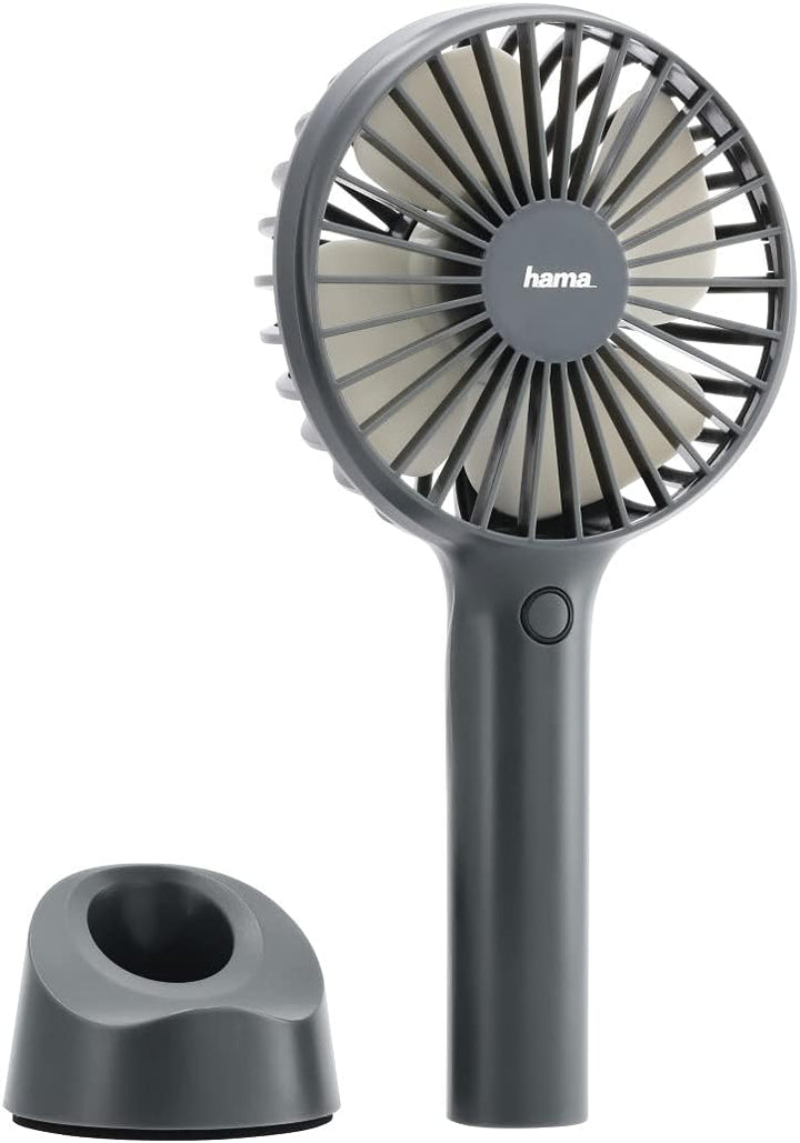 Hama | Tragbarer Ventilator mit USB-Akku, 3 Geschwindigkeiten, Smartphone-Halterung