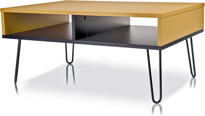 Viosimc Couchtisch Industrial Style Gold, Kaffeetisch, Modernes Möbelstück, Coffee Table für das Woh