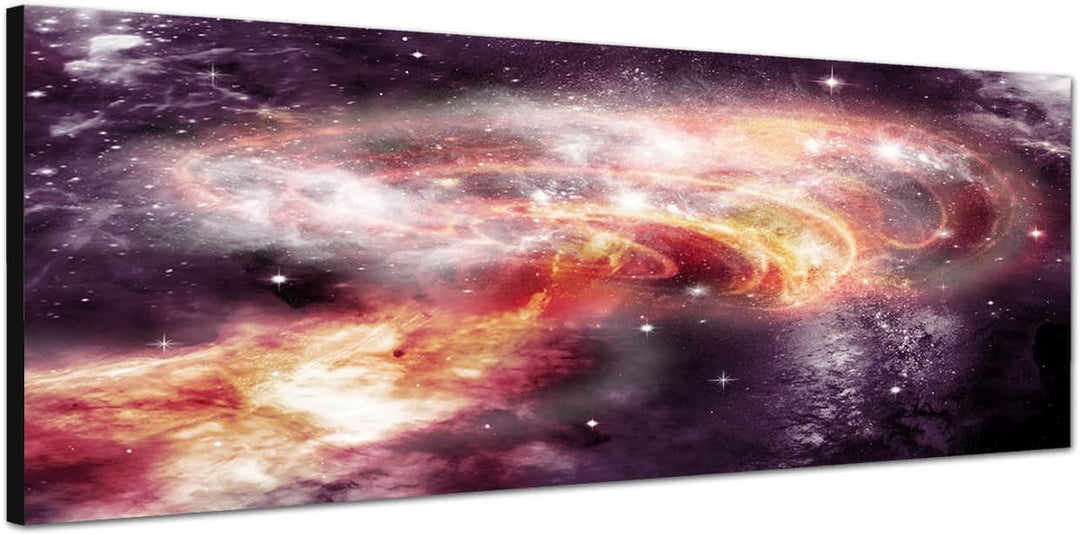 Paul Sinus Art Panoramabild auf Leinwand und Keilrahmen 150x50cm Weltraum Planeten Sterne Galaxie