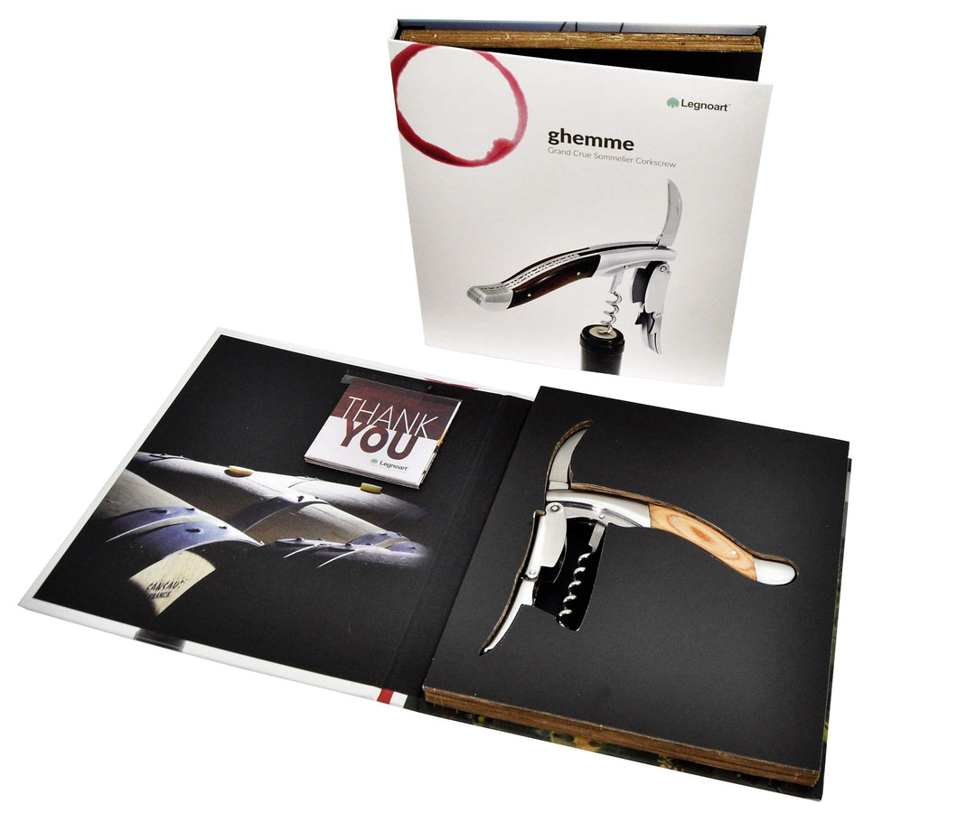 Legnoart Kellnermesser GHEMME Edelstahl mit Holzgriff und Geschenkbox WF-1