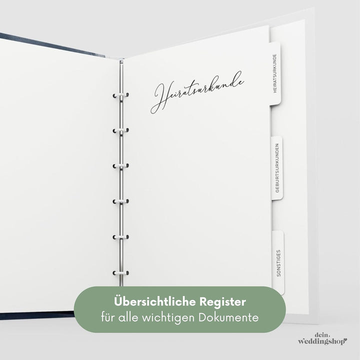 Stammbuch der Familie Personalisiert | Klassisches Standesamt Format 13 x 20 cm | 6-Ringmechanik | W