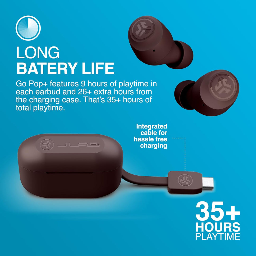 JLab Go Air Pop+ In Ear Kopfhörer kabellos Bluetooth, True Wireless Kopfhörer, 35+ Std Headphones, k