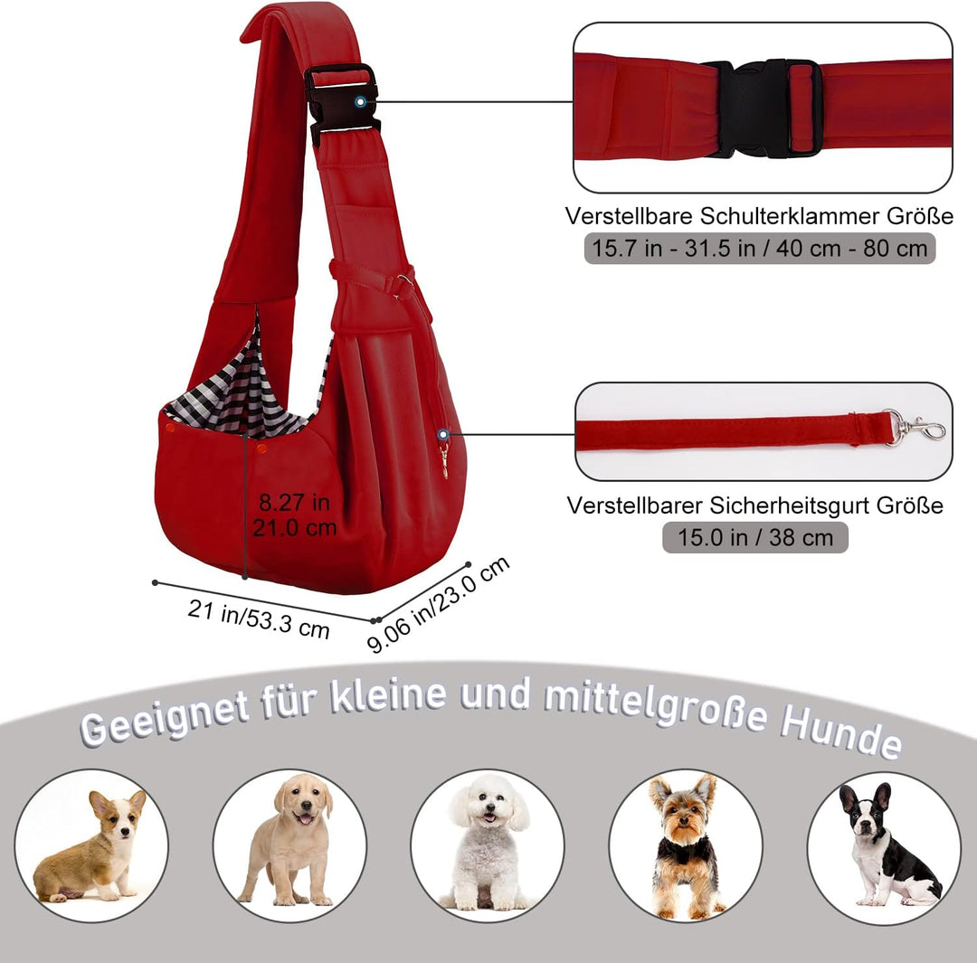 PETLOFT Tragetuch Hund, Reversibel Kleine Hundetrage, Einstellbar Pet Tragetuch, Freisprecheinrichtu
