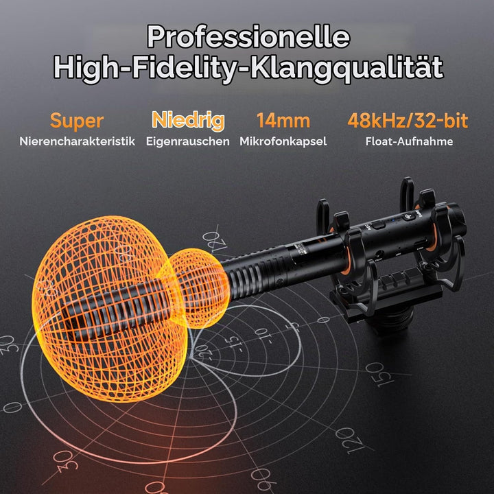 comica VM40 32Bit Kabellos-Richtmikrofon mit 32G Onboard-Aufzeichnung, Kamera-Mikrofon mit 48kHz/32B