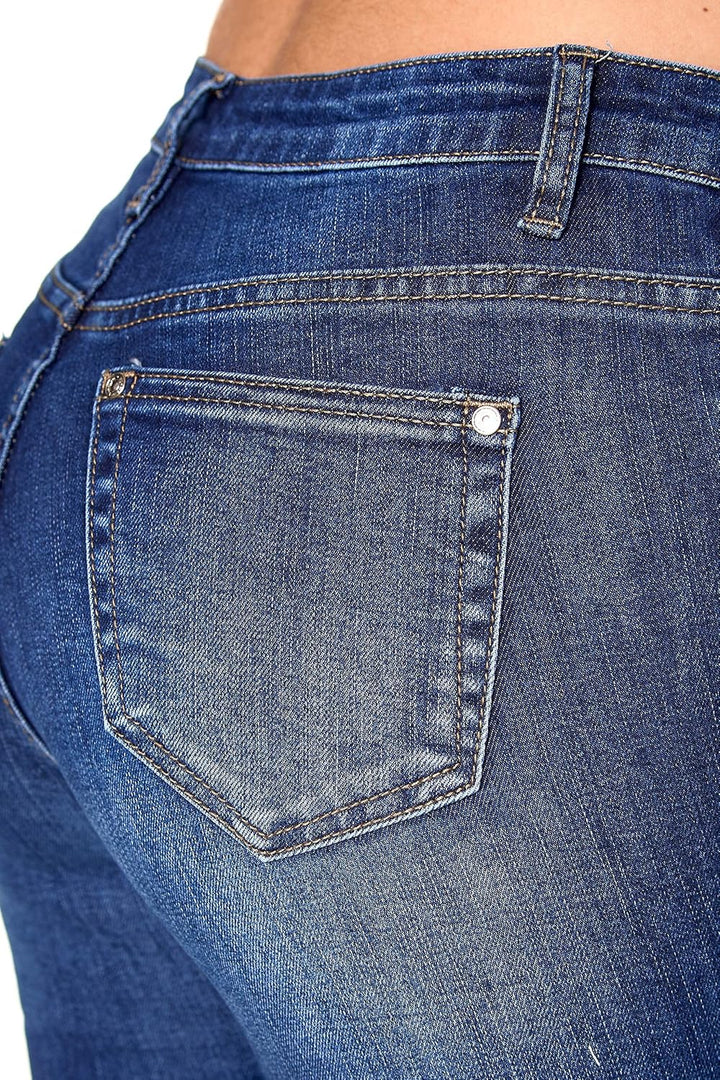 Elara Damen Hose Skinny Stretch Jeans 3 Längen Chunkyrayan 34W / 30L Dunkelblau Elara, 34W / 30L Dun