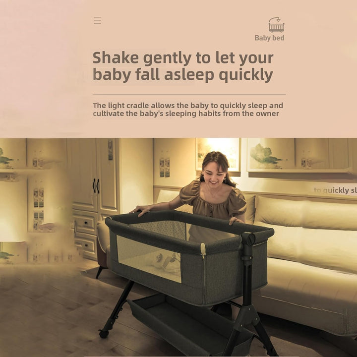 Aveainelle Baby-Beistellbett mit Matratze, Faltbare und Umwandelbare Babywiege, Verstellbare Babywie