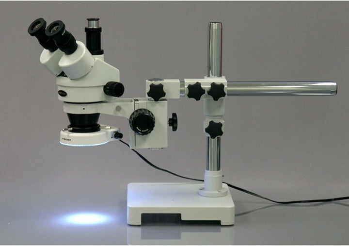 AmScope SM-3TX-80S Trinokulares Zoom Stereomikroskop mit Auslegerständer und 80 LED-Licht, 3.5X-45X,