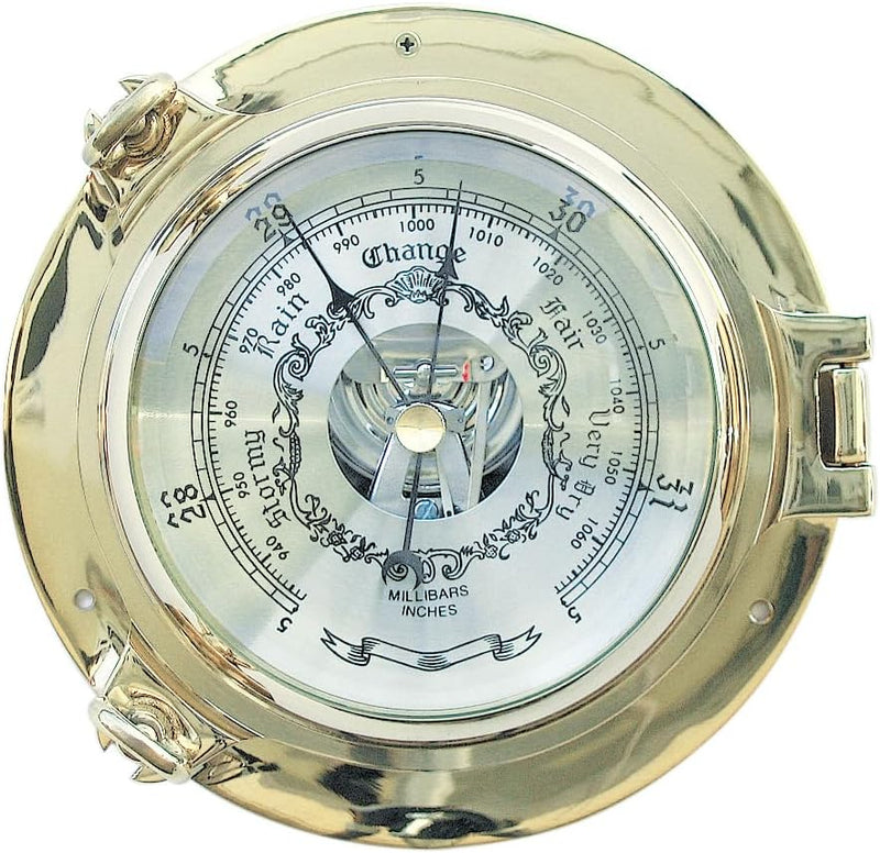 Barometer im Bullauge Messing, Ø: 14cm