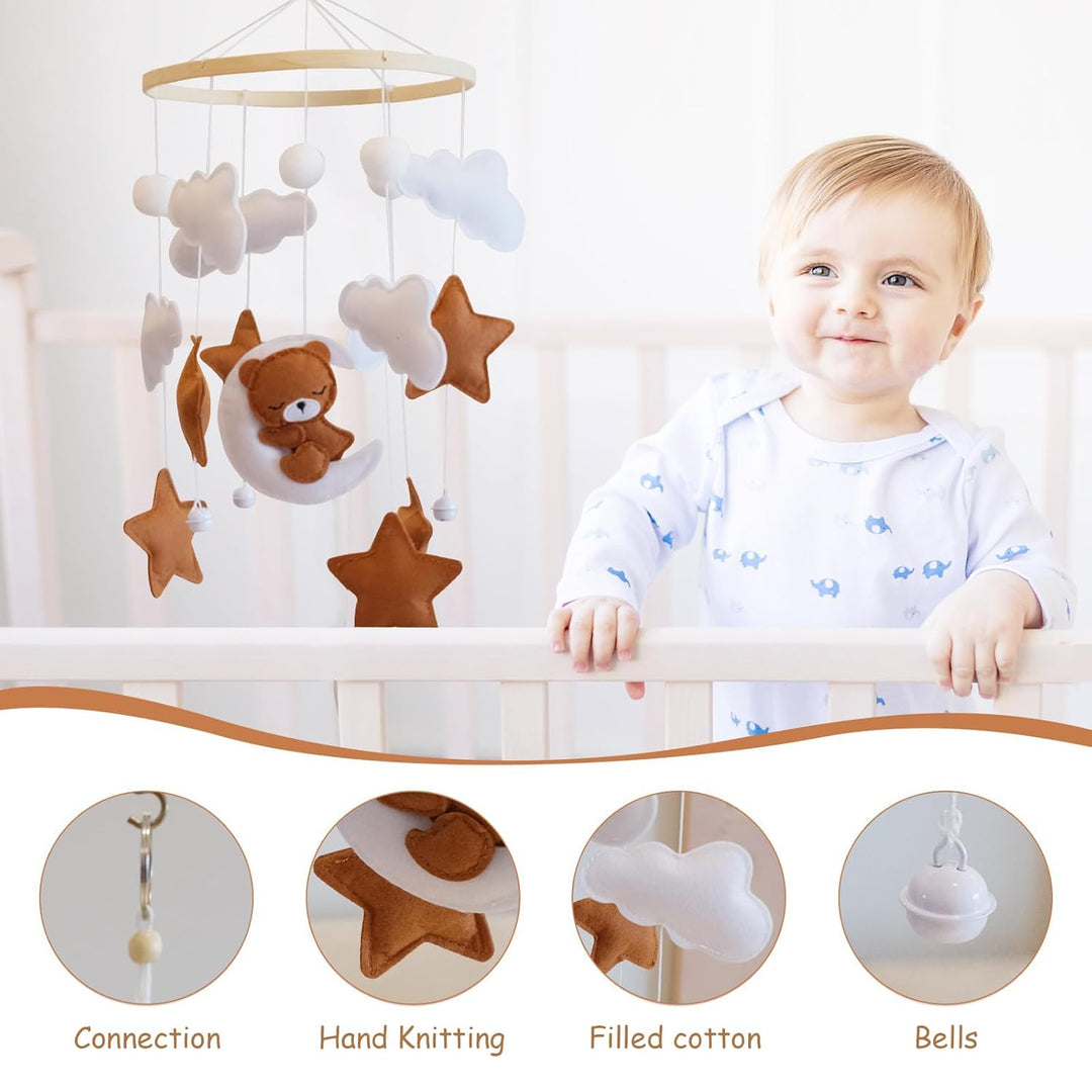 Baby Mobile Für Babybett Bär Wolke, Mobile Babybett Für Mädchen Und Jungen, Baby Mobiles Spielzeug,