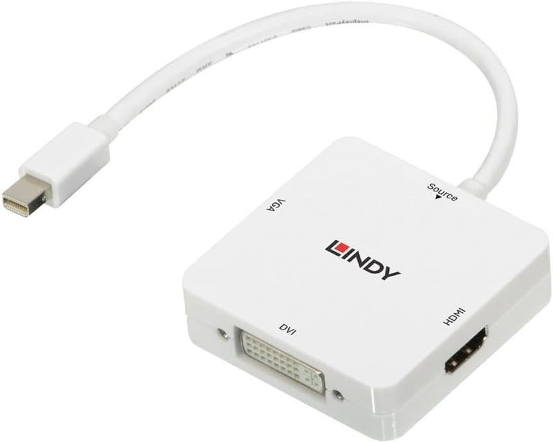 LINDY 38297 Mini-DisplayPort/HDMI/DVI/VGA Konverter [1x Mini-DisplayPort Stecker - 3x HDMI-Buc