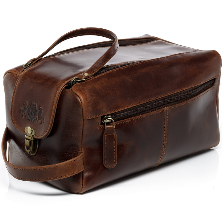 SID & VAIN Kulturtasche Herren Bristol aus Premium Leder I Waschtasche XL gross für Herren und Damen