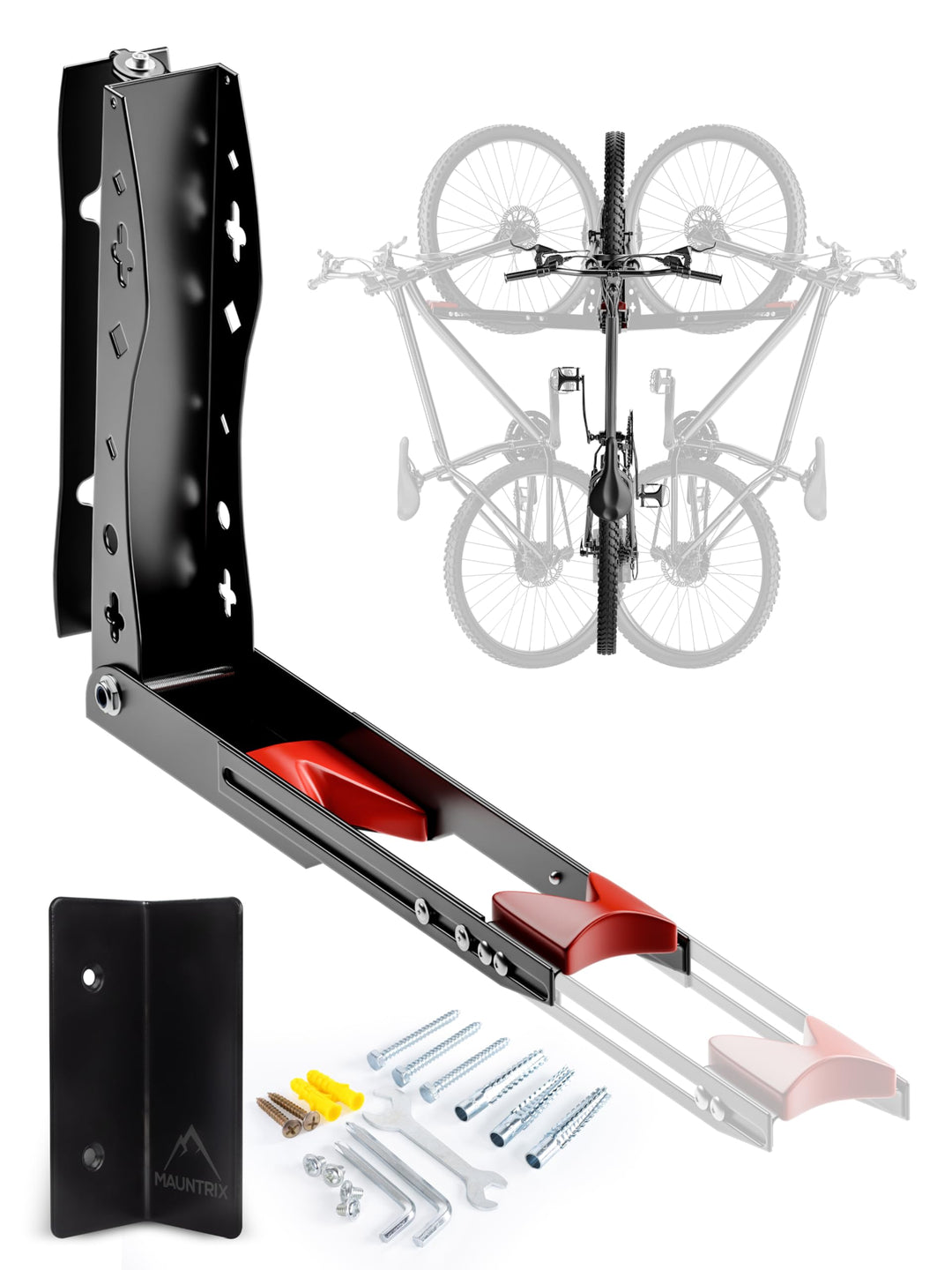 Mauntrix - schwenkbare Fahrradwandhalterung | Halterung für 16–29 Zoll Räder | Wandhalter aus Stahl