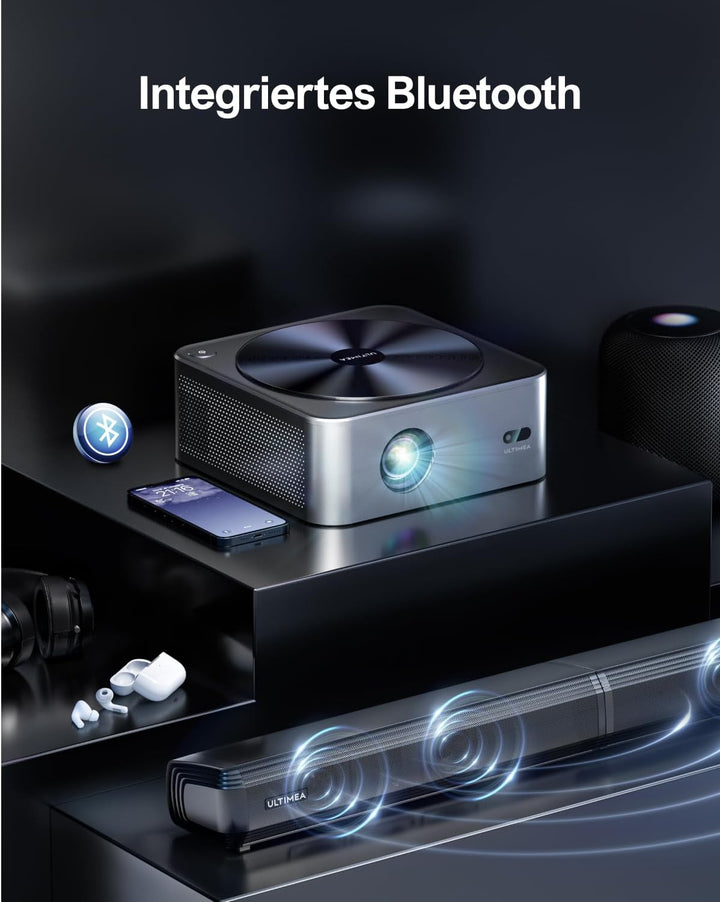 ULTIMEA Beamer WiFi Bluetooth Auto Fokus/Keystone, 700ANSI 21000 Lux, Overheadprojektor 4K, unterstü
