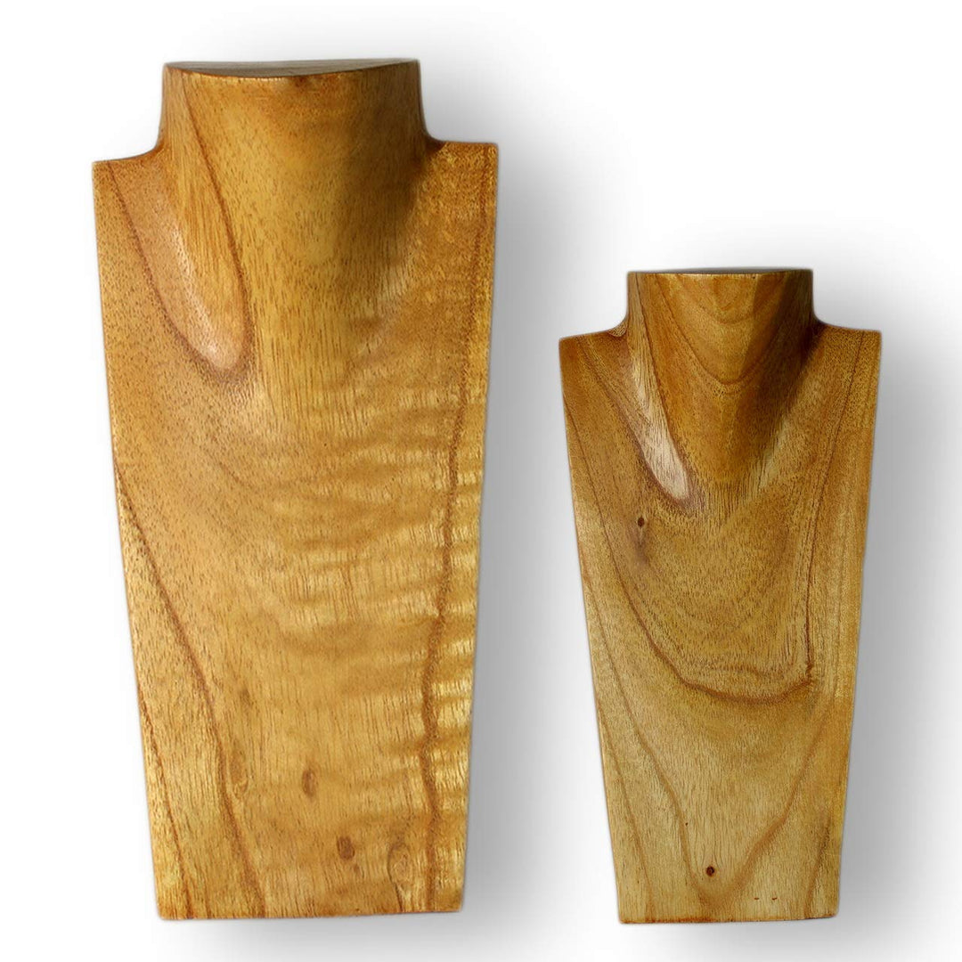 ART-CRAFT Halskettenständer Schmuckständer Halskettendisplay Schmuckbüste aus Holz Natur 2er Set 20